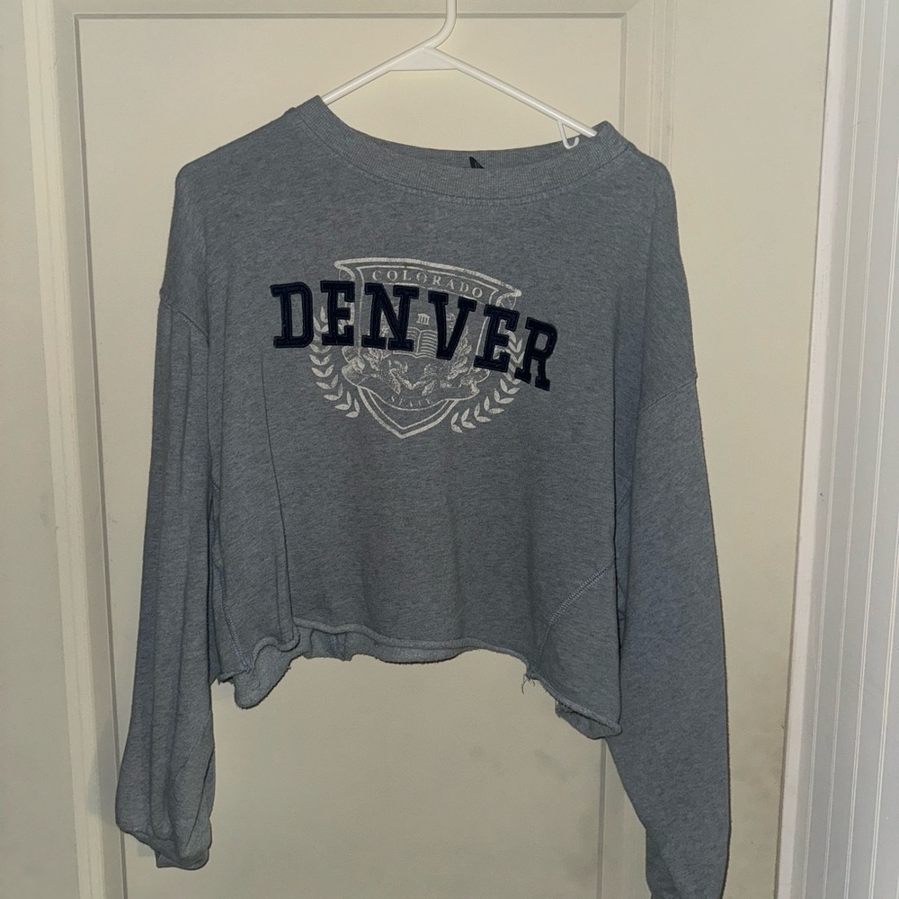 Gray Denver Cropped Sweatshirt
